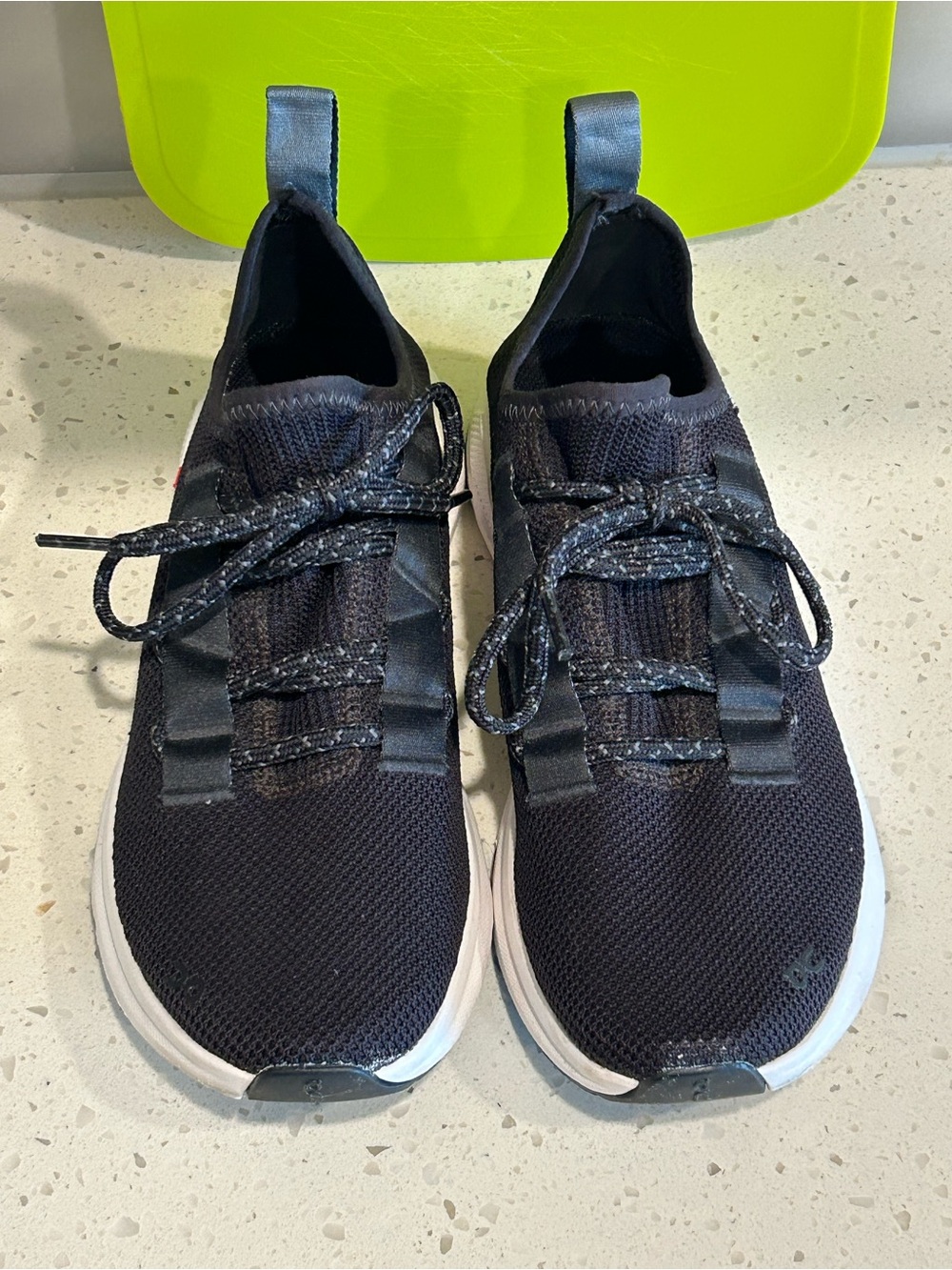 On Cloud Women’s Running  Black Knit Lace-Up Sneakers with White Sole